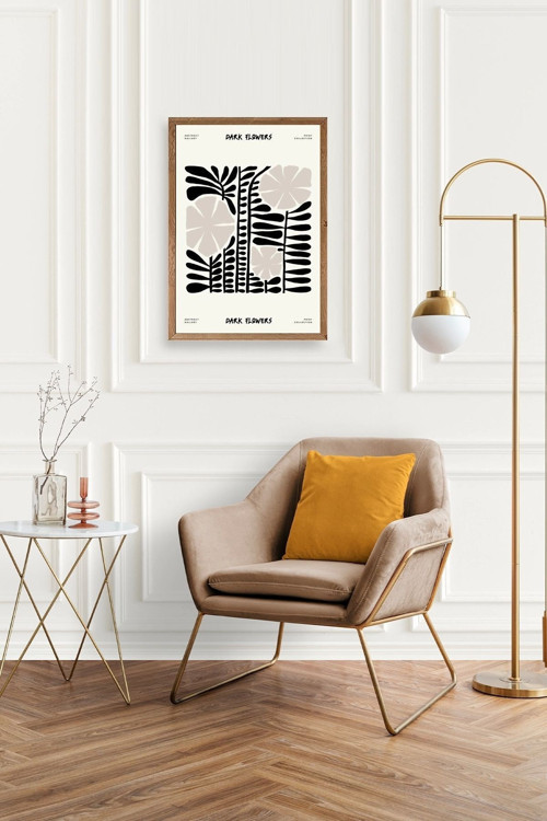 Büro Ev Ofis Dekoru için 30x42CM Tekli Ahşap Çerçeveli Çiçek Tema Tablo No463