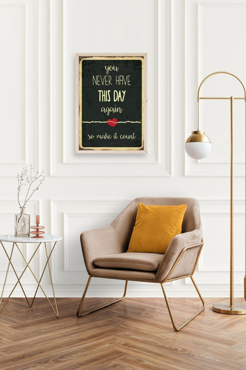 Büro Ev Ofis Dekoru için 23x30CM Tekli Ahşap Çerçeveli Motto Tema Tablo No158