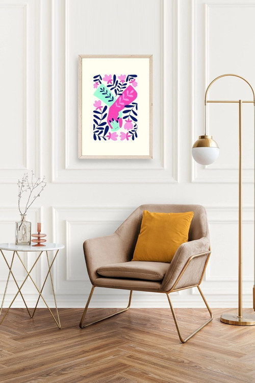 Büro Ev Ofis Dekoru için 17x23CM Tekli Ahşap Çerçeveli Soyut Stil Tablo No44