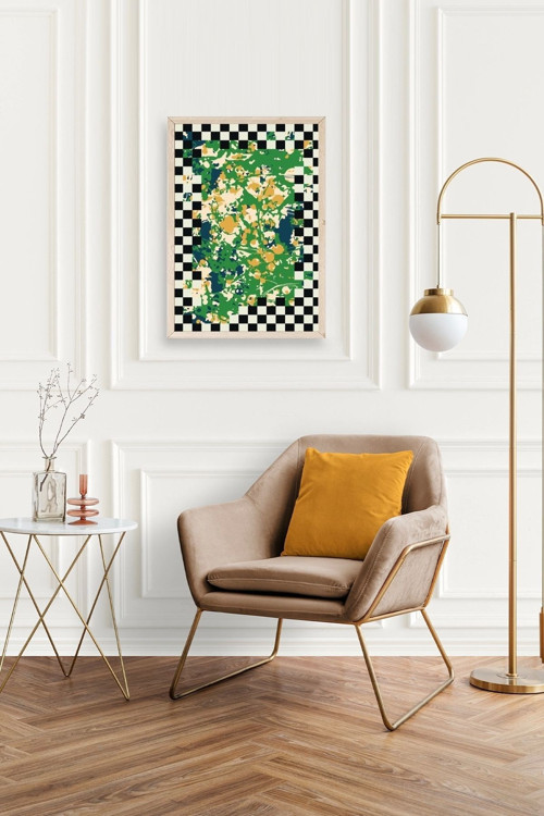 Büro Ev Ofis Dekoru için 50x70CM Tekli Ahşap Çerçeveli Desenli Tablo No66