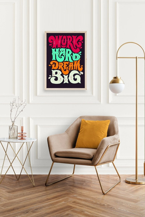 Büro Ev Ofis Dekoru için 23x30CM Tekli Ahşap Çerçeveli Motto Tema Tablo No142