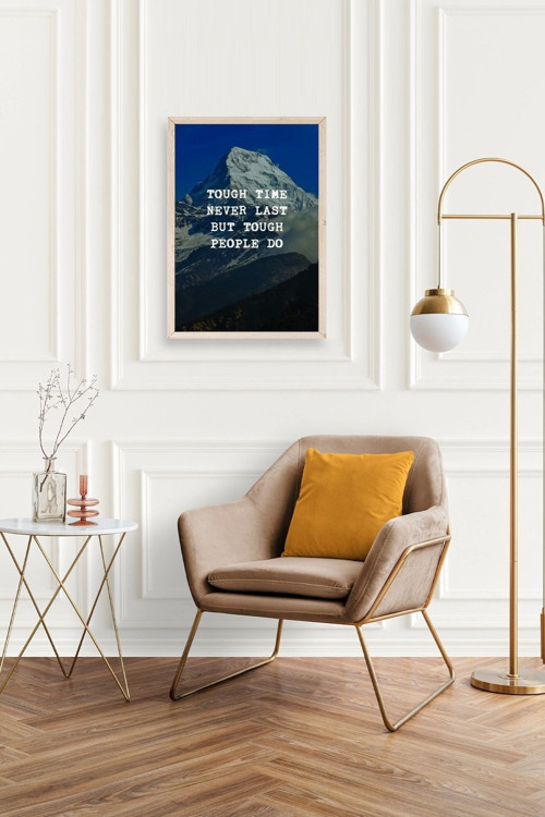 Büro Ev Ofis Dekoru için 17x23CM Tekli Ahşap Çerçeveli Motto Tema Tablo No55