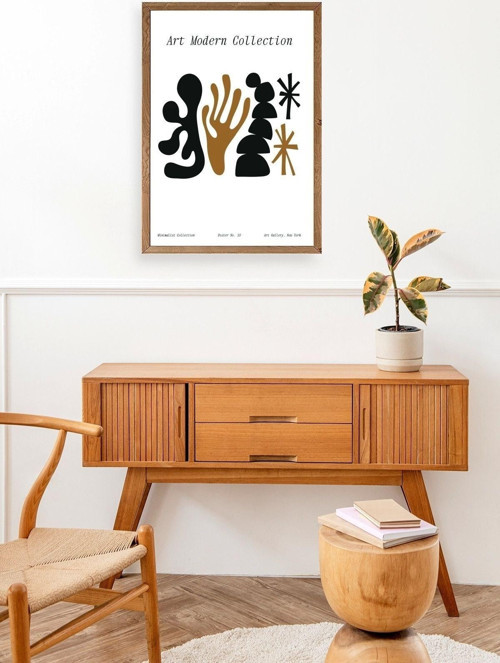 Büro Ev Ofis Dekoru için 17x23CM Tekli Ahşap Çerçeveli Soyut Stil Tablo No49