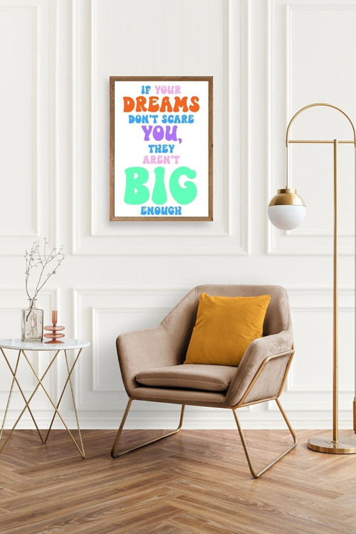 Büro Ev Ofis Dekoru için 23x30CM Tekli Ahşap Çerçeveli Motto Tema Tablo No126