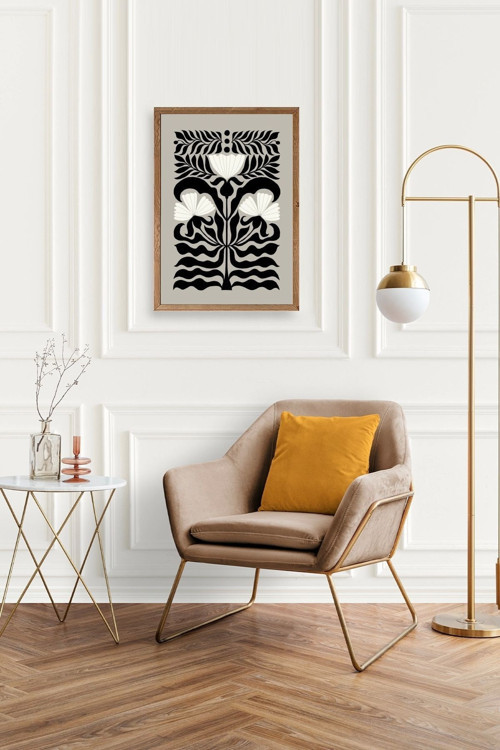 Büro Ev Ofis Dekoru için 17x23CM Tekli Ahşap Çerçeveli Çiçek Tema Tablo No123