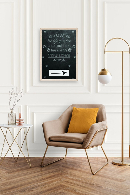 Büro Ev Ofis Dekoru için 17x23CM Tekli Ahşap Çerçeveli Motto Tema Tablo No71
