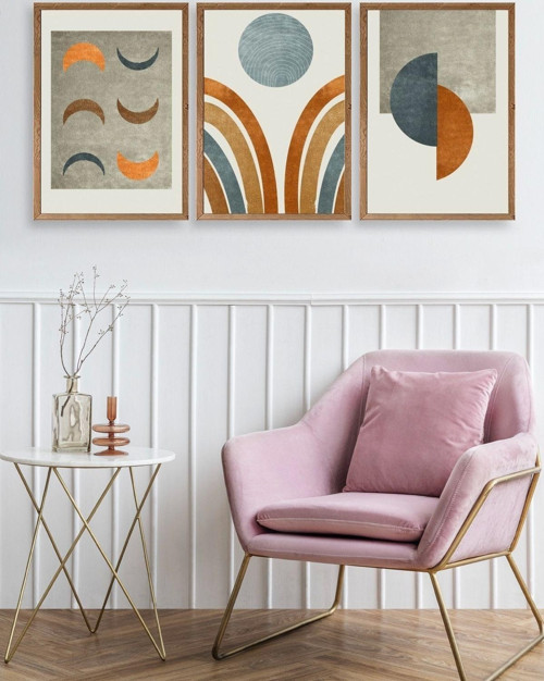 Büro Ev Ofis Dekoru için 30x42CM Tekli Ahşap Çerçeveli Soyut Stil Tablo No136