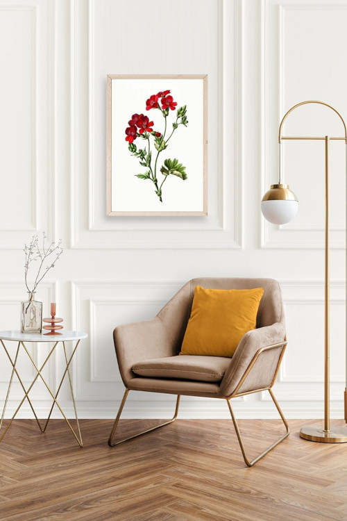 Büro Ev Ofis Dekoru için 17x23CM Tekli Ahşap Çerçeveli Çiçek Tema Tablo No795