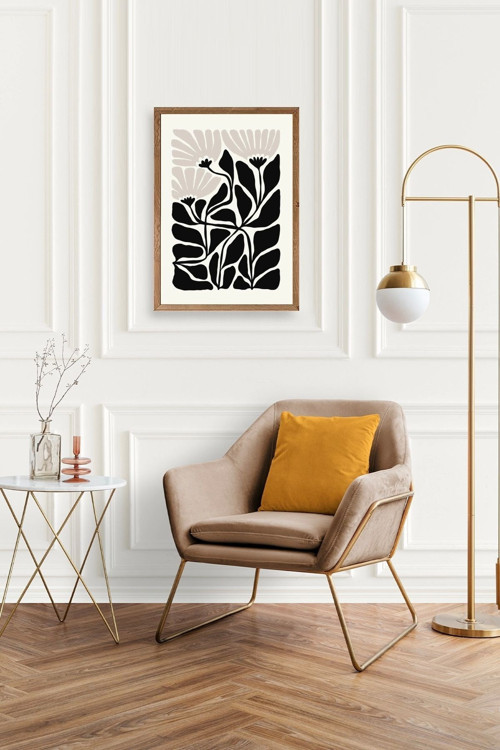 Büro Ev Ofis Dekoru için 17x23CM Tekli Ahşap Çerçeveli Çiçek Tema Tablo No108