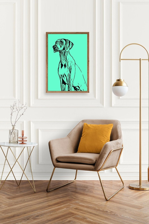 Büro Ev Ofis Dekoru için 17x23CM Tekli Ahşap Çerçeveli Köpek Tema Tablo No1