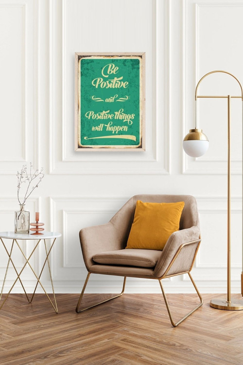 Büro Ev Ofis Dekoru için 17x23CM Tekli Ahşap Çerçeveli Motto Tema Tablo No76