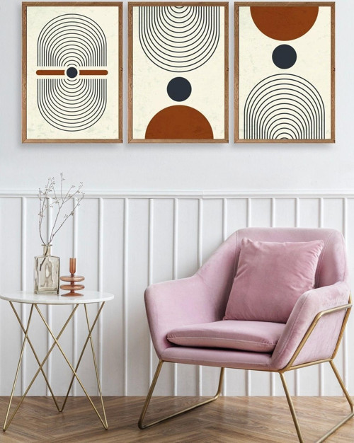 Büro Ev Ofis Dekoru için 23x30CM 3PARÇA Ahşap Çerçeveli Relaks Tema Tablo No12