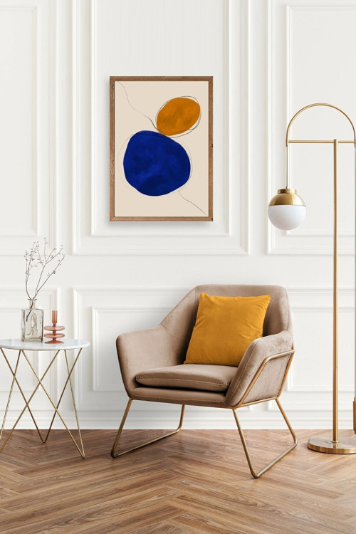 Büro Ev Ofis Dekoru için 50x70CM Tekli Ahşap Çerçeveli Soyut Stil Tablo No267