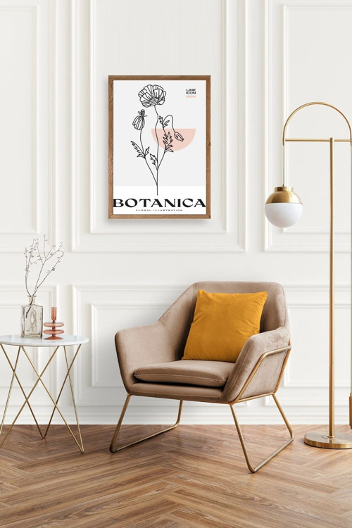 Büro Ev Ofis Dekoru için 30x42CM Tekli Ahşap Çerçeveli Çiçek Tema Tablo No385