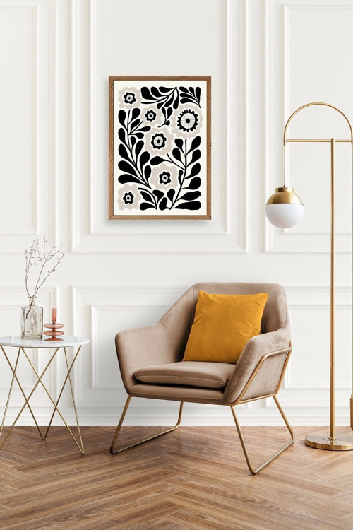 Büro Ev Ofis Dekoru için 17x23CM Tekli Ahşap Çerçeveli Çiçek Tema Tablo No32