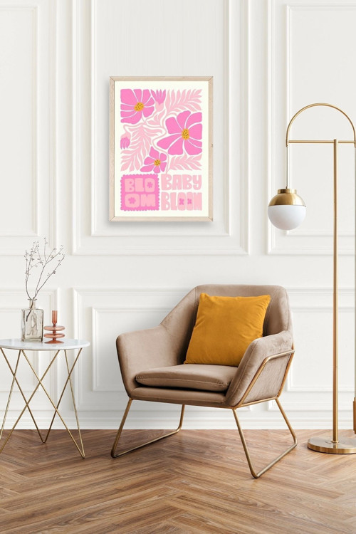 Büro Ev Ofis Dekoru için 50x70CM Tekli Ahşap Çerçeveli Çiçek Tema Tablo No739