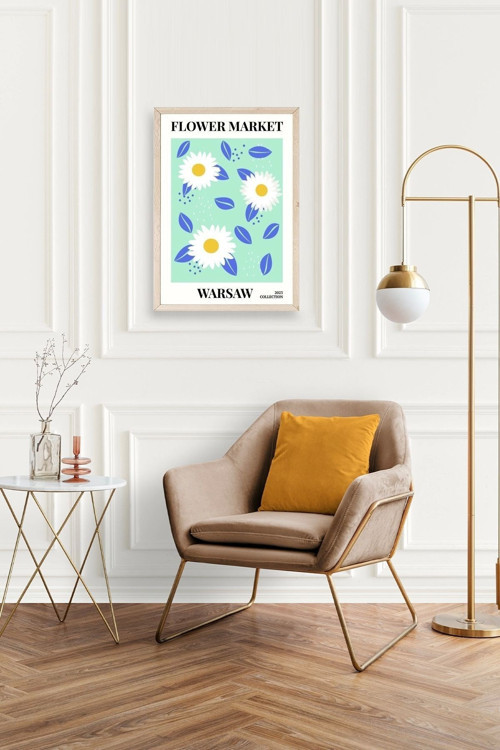 Büro Ev Ofis Dekoru için 30x42CM Tekli Ahşap Çerçeveli Çiçek Tema Tablo No469
