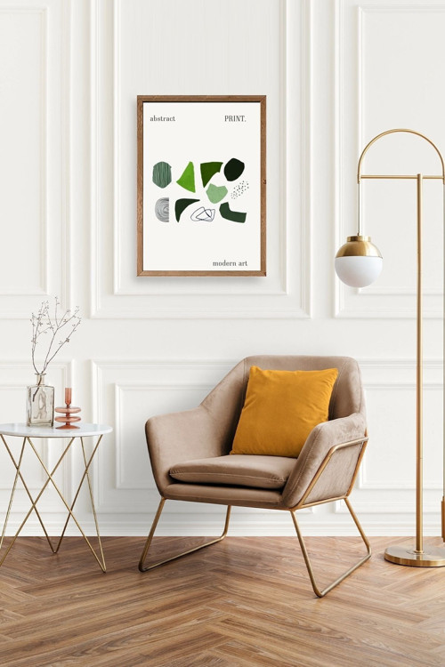 Büro Ev Ofis Dekoru için 50x70CM Tekli Ahşap Çerçeveli Soyut Stil Tablo No227