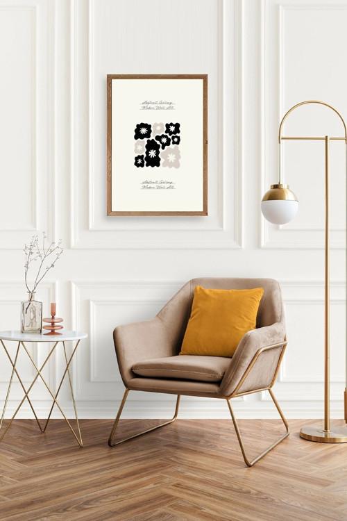 Büro Ev Ofis Dekoru için 50x70CM Tekli Ahşap Çerçeveli Çiçek Tema Tablo No936