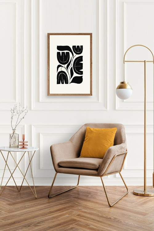 Büro Ev Ofis Dekoru için 17x23CM Tekli Ahşap Çerçeveli Çiçek Tema Tablo No37