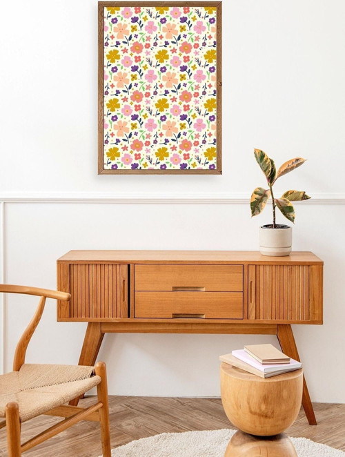 Büro Ev Ofis Dekoru için 50x70CM Tekli Ahşap Çerçeveli Çiçek Tema Tablo No690