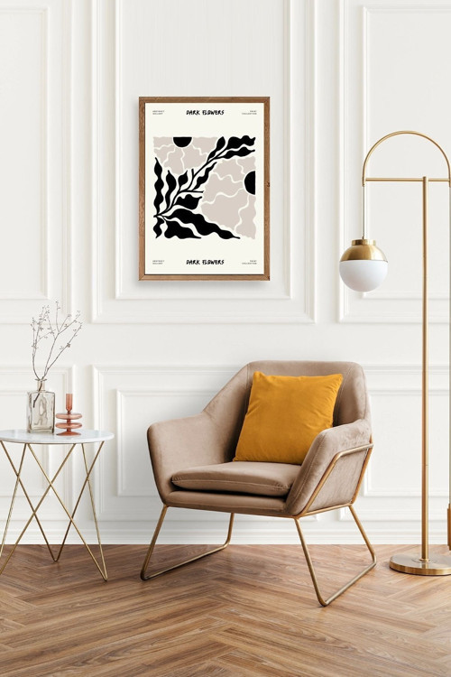 Büro Ev Ofis Dekoru için 50x70CM Tekli Ahşap Çerçeveli Çiçek Tema Tablo No642