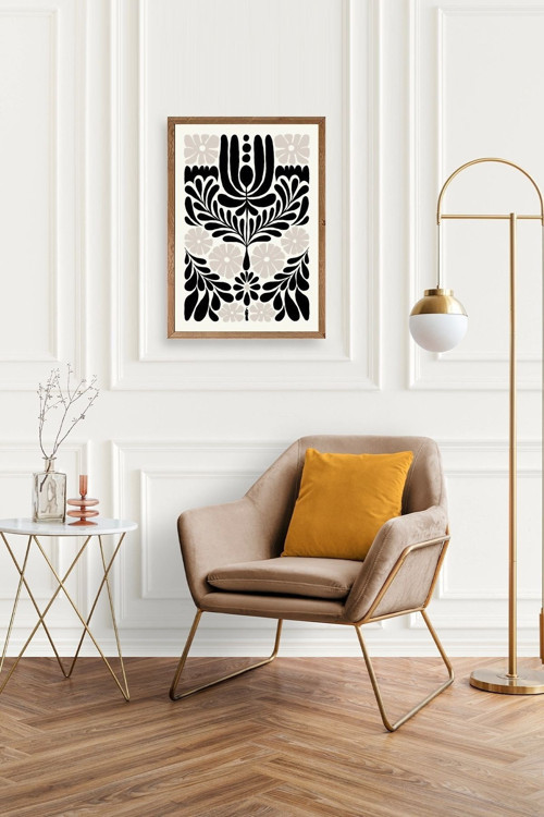 Büro Ev Ofis Dekoru için 17x23CM Tekli Ahşap Çerçeveli Çiçek Tema Tablo No132