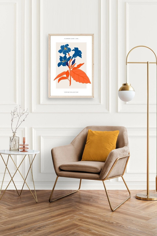 Büro Ev Ofis Dekoru için 30x42CM Tekli Ahşap Çerçeveli Çiçek Tema Tablo No867