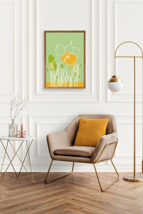 Büro Ev Ofis Dekoru için 23x30CM Tekli Ahşap Çerçeveli Çiçek Tema Tablo No224