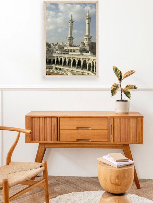 Büro Ev Ofis Dekoru için 23x30CM Tekli Ahşap Çerçeveli Kabe Tema Tablo No40