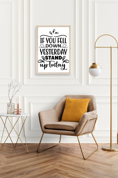 Büro Ev Ofis Dekoru için 30x42CM Tekli Ahşap Çerçeveli Motto Tema Tablo No189