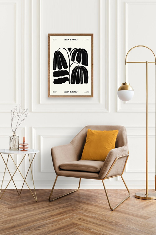 Büro Ev Ofis Dekoru için 23x30CM Tekli Ahşap Çerçeveli Çiçek Tema Tablo No228