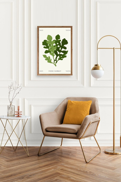 Büro Ev Ofis Dekoru için 50x70CM Tekli Ahşap Çerçeveli Yaprak Tema Tablo No89