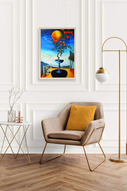 Büro Ev Ofis Dekoru için 50x70CM Tekli Ahşap Çerçeveli Gül Tema Tablo No10