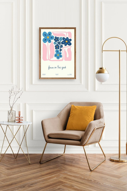 Büro Ev Ofis Dekoru için 30x42CM Tekli Ahşap Çerçeveli Çiçek Tema Tablo No870