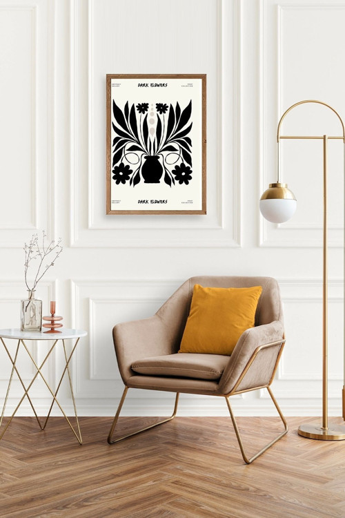 Büro Ev Ofis Dekoru için 30x42CM Tekli Ahşap Çerçeveli Çiçek Tema Tablo No452