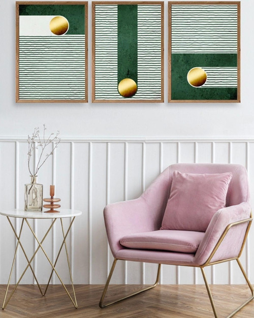 Büro Ev Ofis Dekoru için 23x30CM Tekli Ahşap Çerçeveli Soyut Stil Tablo No106