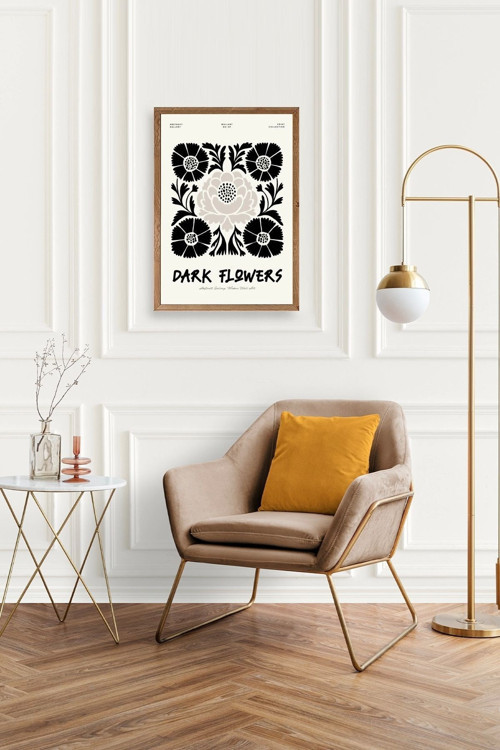 Büro Ev Ofis Dekoru için 30x42CM Tekli Ahşap Çerçeveli Çiçek Tema Tablo No418