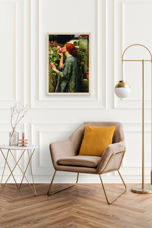 Büro Ev Ofis Dekoru için 30x42CM Tekli Ahşap Çerçeveli Kadın Tema Tablo No28