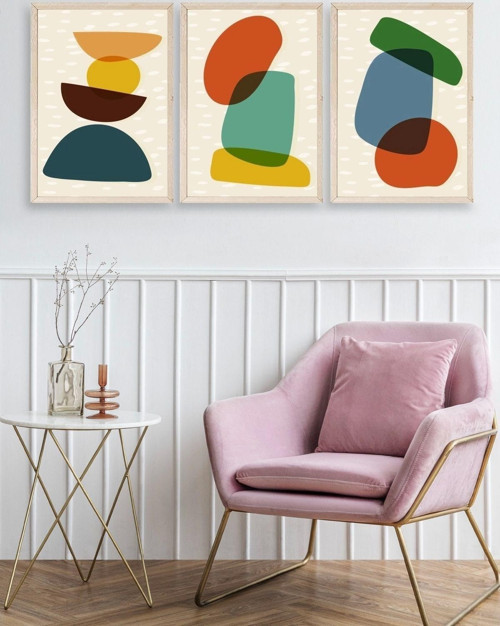 Büro Ev Ofis Dekoru için 50x70CM 3PARÇA Ahşap Çerçeveli Relaks Tema Tablo No7