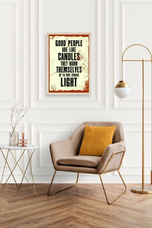 Büro Ev Ofis Dekoru için 30x42CM Tekli Ahşap Çerçeveli Motto Tema Tablo No216