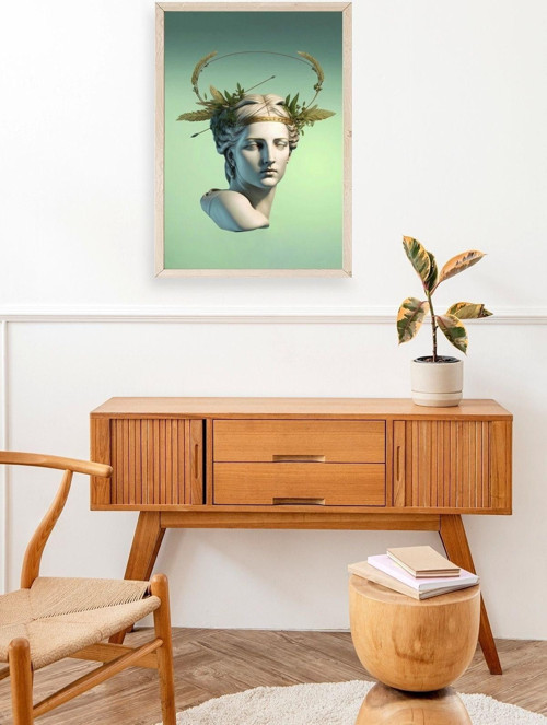 Büro Ev Ofis Dekoru için 17x23CM Tekli Ahşap Çerçeveli Heykel Tema Tablo No2