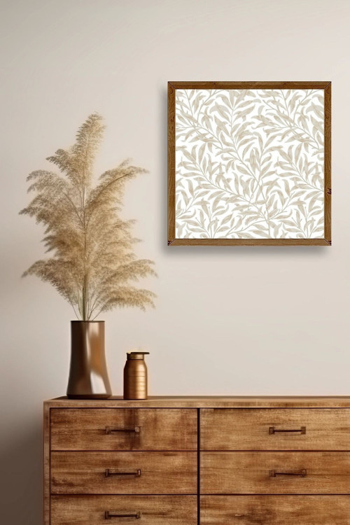 Büro Ev Ofis Dekoru için 42x42CM Tekli Ahşap Çerçeveli Yaprak Tema Tablo No17