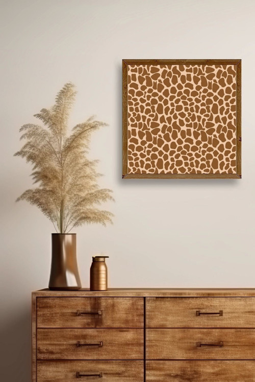 Büro Ev Ofis Dekoru için 42x42CM Tekli Ahşap Çerçeveli Desenli Tablo No45