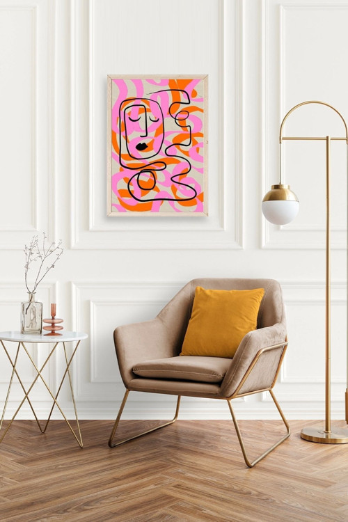 Büro Ev Ofis Dekoru için 30x42CM Tekli Ahşap Çerçeveli Soyut Stil Tablo No172