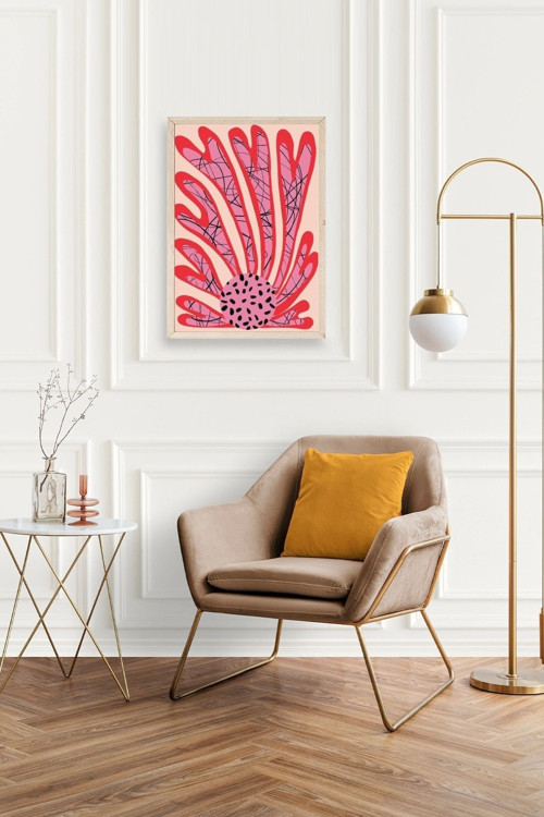 Büro Ev Ofis Dekoru için 30x42CM Tekli Ahşap Çerçeveli Çiçek Tema Tablo No425