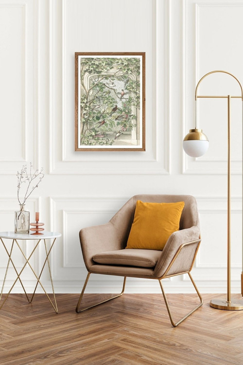 Büro Ev Ofis Dekoru için 50x70CM Tekli Ahşap Çerçeveli Kuş Tema Tablo No105