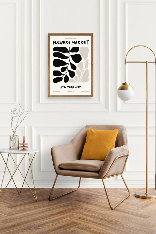 Büro Ev Ofis Dekoru için 30x42CM Tekli Ahşap Çerçeveli Yaprak Tema Tablo No262