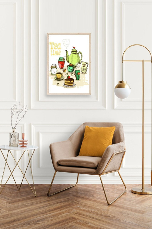 Büro Ev Ofis Dekoru için 50x70CM Tekli Ahşap Çerçeveli Beş Çayı Tema Tablo No7