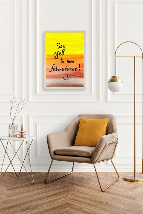 Büro Ev Ofis Dekoru için 17x23CM Tekli Ahşap Çerçeveli Motto Tema Tablo No66